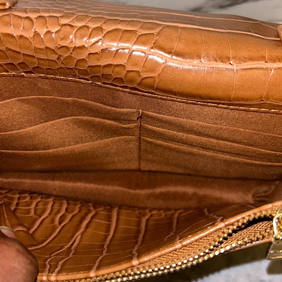 Bebe Fabiola Stamped Crocodile Crossbody Mini/Hand Bag Camel Brand - Picture 5 of 11